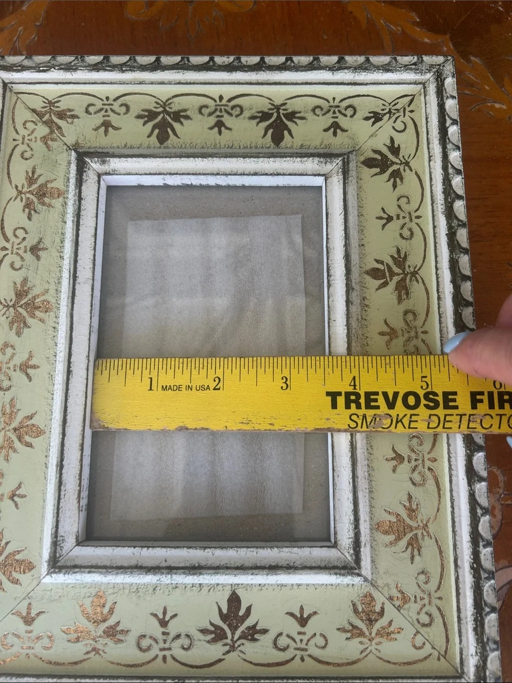 Picture Frame in Sage Green with Gold Leaf Accents